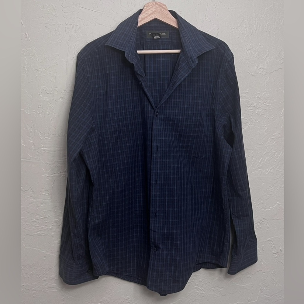 BANANA REPUBLIC 100% COTTON BUTTON-DOWN PLAID SHIRT SIZE L